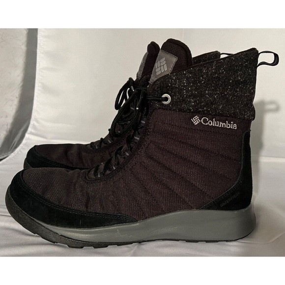 Columbia Boots Women Sz US 9 Nikiski Snow Black Leather BL0837 Round Toe Lace Up - Picture 2 of 11